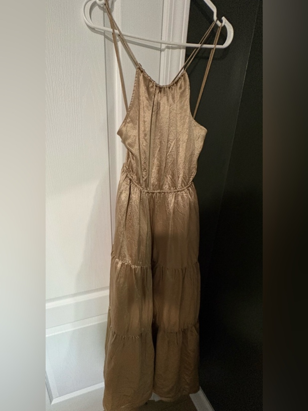 & Other Stories NWT Size 2 Gold Maxi Criss-Cross Satin Dress